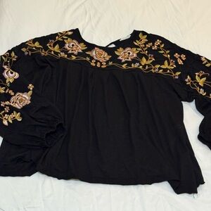 In Loom black embroidered blouse
